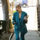 Hailey Baldwin in Blue Suit – Out in Los Angeles