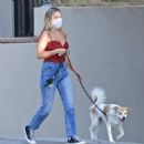 Olivia Holt – Out for a dog walk in Studio City
