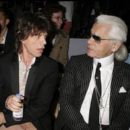 L'Wren Scott, Mick Jagger and Karl Lagerfeld at Dior Spring Summer 2006 Menswear Fashion Show in Paris, France - 5 July 2005 - 454 x 392