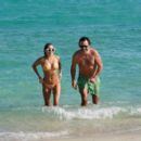 Sylvie Meis – In a orange bikini at the beach in Miami - 454 x 393
