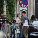 Lily Collins &#8211; With new boyfriend Charlie McDowell go for a ride in scooter in Paris