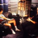 Brian May of Queen and Pink Floyd's David Gilmour recording for the so-called ′′ Rock Aid Armenia ′′ over the earthquake in Armenia at Metropolis Studios in Chiswick, London, July 8, 1989 - 454 x 299