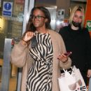Oti Mabuse – Out in striped dress at BBC Radio 2 in London - 454 x 672
