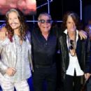 Steven Tyler, Roberto Cavalli and Joe Perry attend the Roberto Cavalli show during the Milan Menswear Fashion Week Spring Summer 2015 on June 24, 2014 in Milan, Italy - 454 x 303
