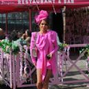 Tanya Bardsley – In a pink while arriving for Ladies Day at Aintree in Liverpool - 454 x 586