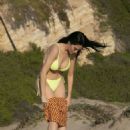 Claudia Alende in Yellow Bikini on the beach in Los Angeles - 454 x 681