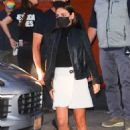 Mila Kunis – In white skirt and leather jacket on set of ‘Luckiest Girl Alive’ in New York City