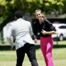 Jill Scott – With Charlene White Board a helicopter to enter the jungle in Gold Coast - 454 x 636