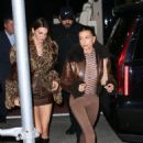 Kendall Jenner – With Hailey Bieber steps out in brown leather for dinner in New York
