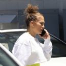 Jennifer Lopez – Wearing striped leggings in Los Angeles
