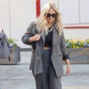 Emily Atack – In a grey trouser suit at Heart radio in London