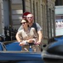 Lily Collins &#8211; With hubby Charlie McDowell seen using an electric sharing scooter in Paris