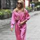 Amanda Holden – In a pink flared jumpsuit at Heart radio in London