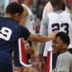 Stephen Curry #49 of the 2015 USA Basketball Men's National Team attends a practice session at the Mendenhall Center on August 11, 2015 in Las Vegas, Nevada