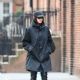 Irina Shayk – Displays a stain on her Versace coat in New York