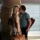 Ed Westwick kisses his co-star Clemence Poesy whilst filming scenes for season 4 of 