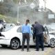 Moments before: Here the version of the image shows Jenner's SUV before it sustained dents to the bonnet in the crash on 2/7/2015