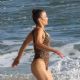 Paula Patton in Animal Print Swimsuit on Malibu Beach