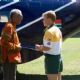 MORGAN FREEMAN as Nelson Mandela and MATT DAMON as Francois Pienaar in Warner Bros. Pictures’ and Spyglass Entertainment’s drama “Invictus,” a Warner Bros. Pictures release. Photo by Keith Bernstein