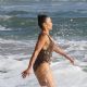 Paula Patton in Animal Print Swimsuit on Malibu Beach