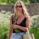 Kate Moss – In a denim mini skirt with her mum and James Brown Gloucester