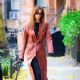 Emily Ratajkowski – Rocks in a burgundy leather coat while out for a walk in New York