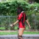 CLAUDIA ROMANI in Bikini Bottoms Playing Soccer in Park in Miami