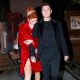 Bella Thorne – In an elegant red gown with her fiancé Benjamin Mascolo at No Vacancy