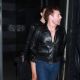 Irina Shayk – In a leather ensemble for night out in Paris
