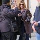 Shania Twain – Wearing a brown leather coat and flares at the BBC studios in London