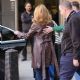 Shania Twain – Wearing a brown leather coat and flares at the BBC studios in London