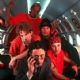 Manager Wyatt Frame (Alan Cumming) keeps a tight rein on boy band Du Jour. Clockwise from left: Travis (Seth Green), DJ D.J. (Donald Faison), Les (Alex Martin) and Marco (Breckin Meyer) in Universal's Josie and the Pussycats - 2001