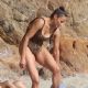 Paula Patton in Animal Print Swimsuit on Malibu Beach