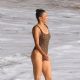 Paula Patton in Animal Print Swimsuit on Malibu Beach