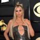 Paris Hilton dazzles in a rhinestone gown at 65th Grammy Awards in Los Angeles