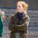 Jessica Chastain – Filming at a park bench in Queens