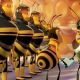 Barry B. Benson (JERRY SEINFELD, center) receives instruction from Lou Lo Duca (RIP TORN, right), the commander of the Pollen Jocks, the select group of bees allowed to leave the hive to gather nectar and pollinate flowers, in DreamWorks’ BEE MOVIE,