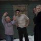 Director David Slade (left) discusses a scene with Josh Harnett (center), Mark Boone Junior (right rear), and Melissa George (right front) on the set of Columbia Pictures’ vampire horror-thriller, 30 Days of Night. Photo credit: Kirsty Griffin