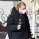 Dakota Fanning – Wearing her pink protective face mask out in Venice