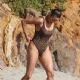 Paula Patton in Animal Print Swimsuit on Malibu Beach
