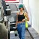 Hailey Bieber – Seen with a neon Balenciaga bag as she exits a business office in LA