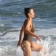 Paula Patton in Animal Print Swimsuit on Malibu Beach