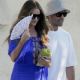 Rosie Huntington-Whiteley looks effortlessly stylish in a royal blue maxi dress as she steps out for lunch in Ibiza with fiancé Jason Statham