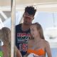 Brittany Matthews – In a orange bikini on a yacht in Cabo San Lucas