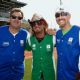 Vince Gill, Bret Michaels and Stephen Bess step up to strike out cancer at City of Hopes 25th Annual Celebrity Softball Game at First Tennessee Park on June 13, 2015 in Nashville, Tennessee.
