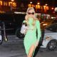 Paris Hilton – In a green sequin dress arriving home in New York
