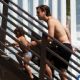 Scott Disick and his son Mason Disick enjoyed a day at the beach in Miami, Florida on August 4, 2012