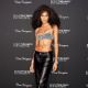Cindy Bruna flashes her taut abs in silver sequinned bralet paired with leather trousers as she attends Lady Gaga's Born This Way Foundation charity dinner in NYC