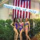 'We're really into this!' Mick Jagger's ballerina girlfriend Melanie Hamrick, 34, slips into a stars and stripes swimsuit as she celebrates Fourth Of July with her pals