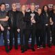 Bon Jovi pose in the press room during the 2018 iHeartRadio Music Awards which broadcasted live on TBS, TNT, and truTV at The Forum on March 11, 2018 in Inglewood, California